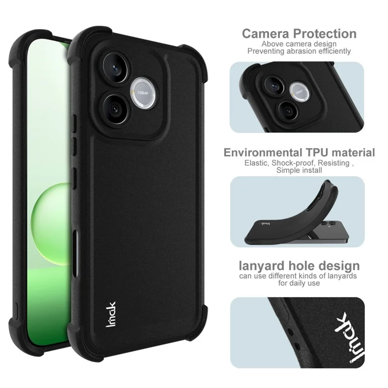 IMAK For Honor 600 Lite 5G Case TPU Phone Cover Airbag Shockproof Protection - Matte Black
