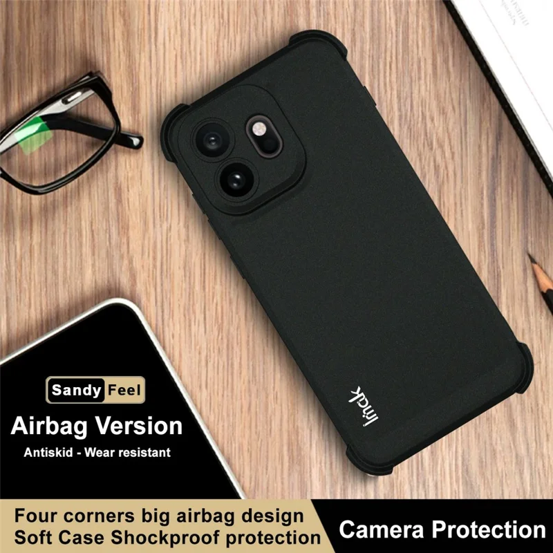 IMAK For OnePlus 15T 5G Case TPU Phone Cover Airbag Shockproof Protection - Matte Black