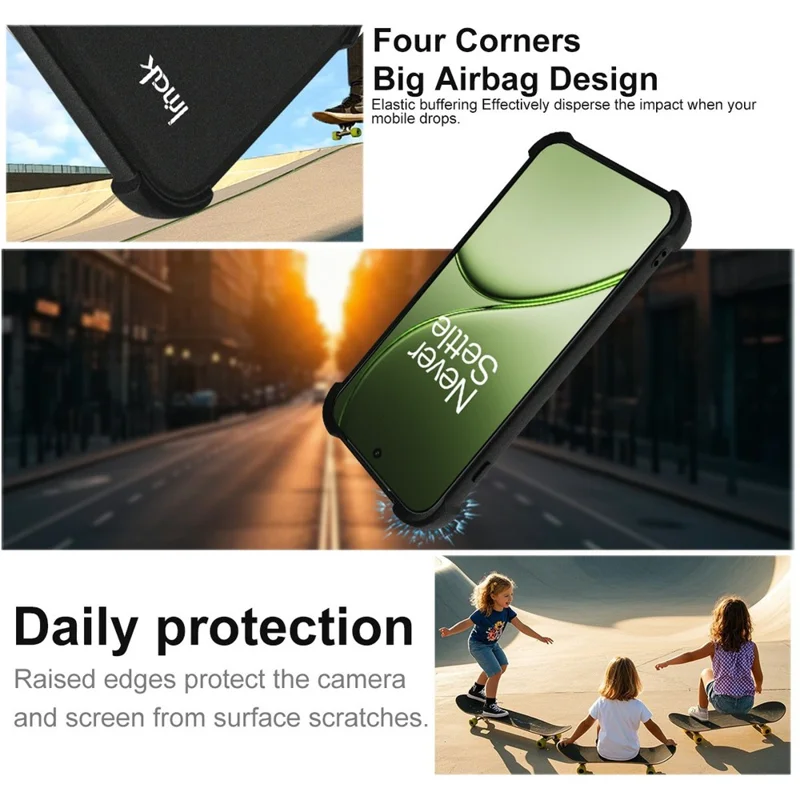 IMAK For OnePlus 15T 5G Case TPU Phone Cover Airbag Shockproof Protection - Matte Black