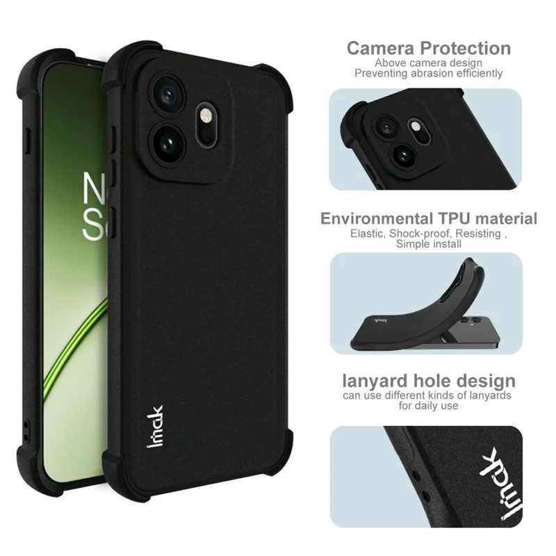 IMAK For OnePlus 15T 5G Case TPU Phone Cover Airbag Shockproof Protection - Matte Black