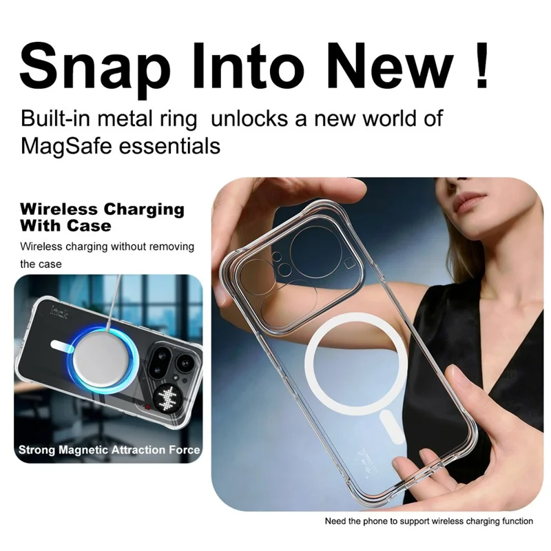 IMAK for Nothing Phone (4a) Pro Magnetic Case Airbag Shockproof Protection TPU Phone Cover - Transparent