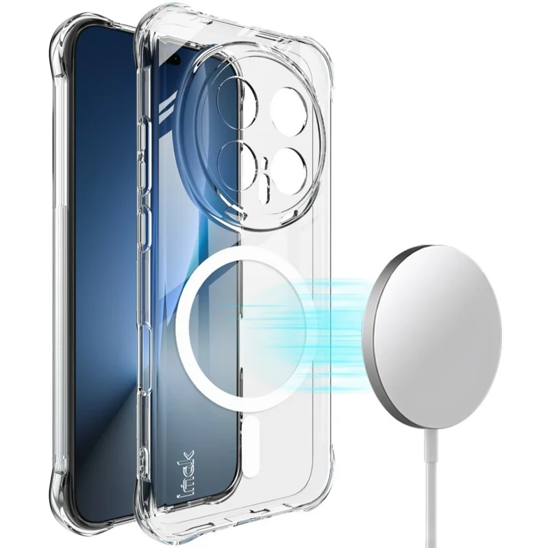 IMAK for Honor Magic8 Pro 5G Magnetic Case Airbag Shockproof Protection TPU Phone Cover - Transparent