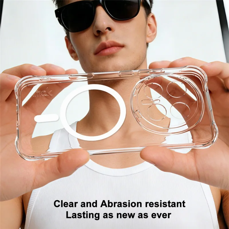 IMAK for Honor Magic8 Pro 5G Magnetic Case Airbag Shockproof Protection TPU Phone Cover - Transparent