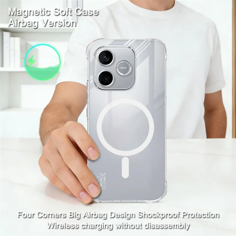IMAK Magnetic Case for Honor 600 Lite 5G Airbag Shockproof Protection TPU Phone Cover - Transparent