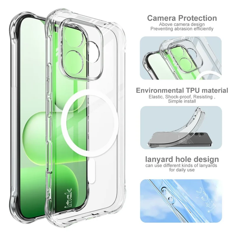IMAK Magnetic Case for Honor 600 Lite 5G Airbag Shockproof Protection TPU Phone Cover - Transparent