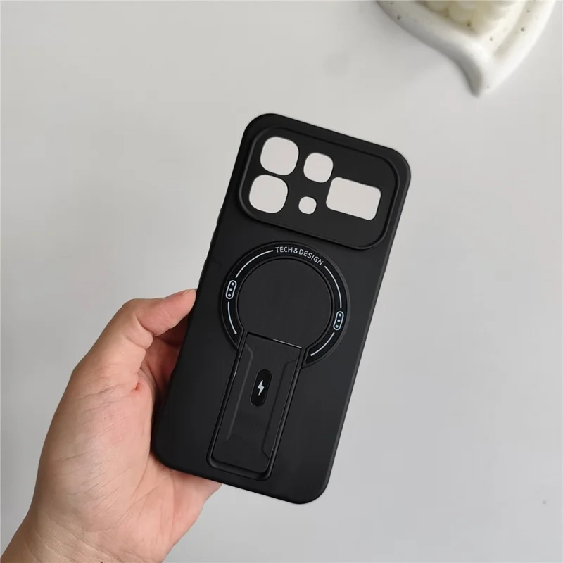 Case For Infinix Note 60 5G  /  60 Pro 5G Skin Touch Kickstand PC + TPU Phone Cover Support Magnetic Car Mount - Black