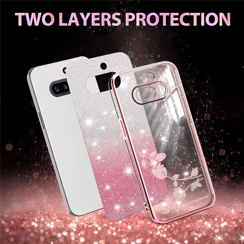 KADEM For Nothing Phone (4a) Phone Case Flower TPU Flexible Gradient Phone Cover - Pink