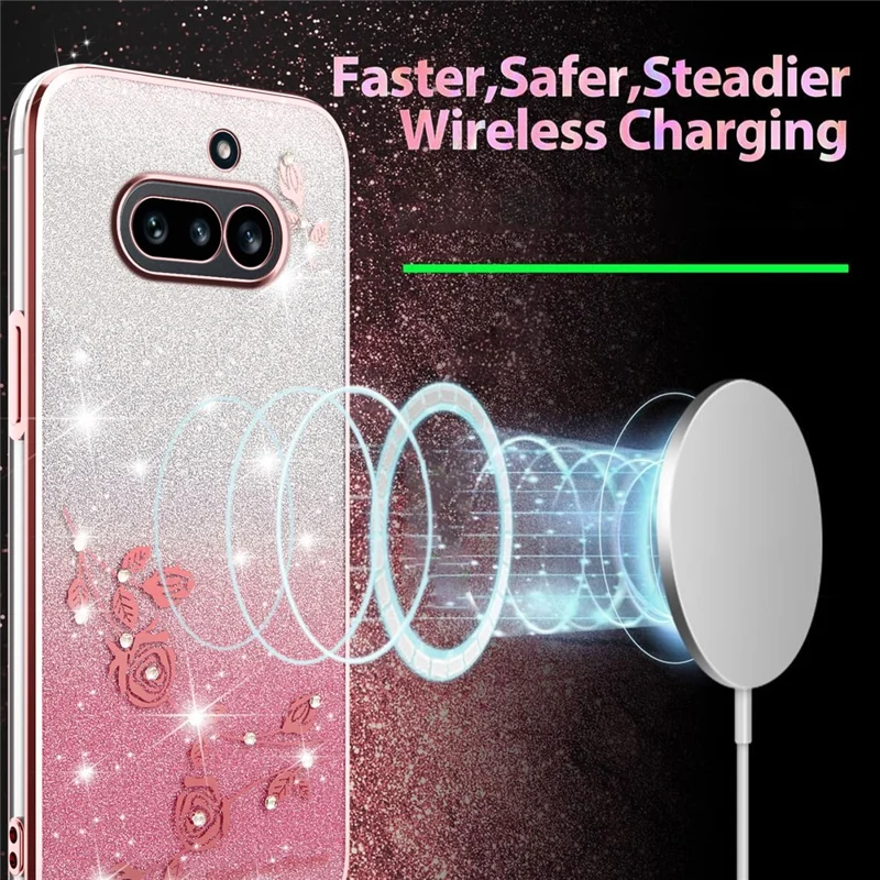 KADEM For Nothing Phone (4a) Phone Case Flower TPU Flexible Gradient Phone Cover - Pink
