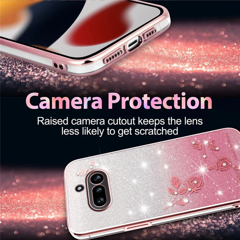 KADEM For Nothing Phone (4a) Phone Case Flower TPU Flexible Gradient Phone Cover - Pink