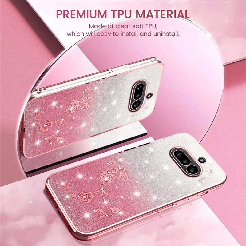 KADEM For Nothing Phone (4a) Phone Case Flower TPU Flexible Gradient Phone Cover - Pink