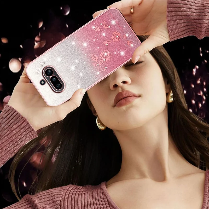 KADEM For Nothing Phone (4a) Phone Case Flower TPU Flexible Gradient Phone Cover - Pink