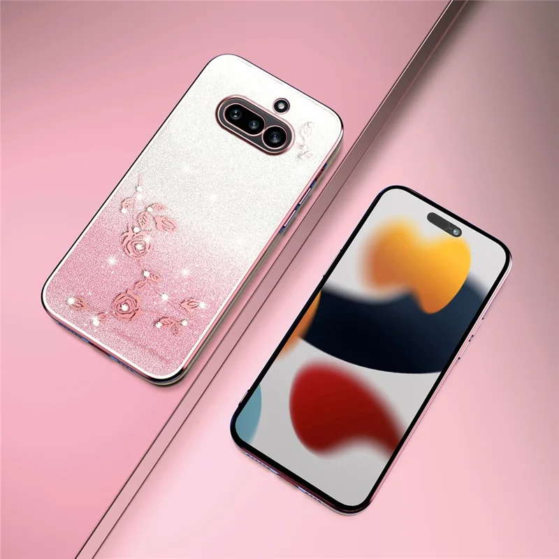 KADEM For Nothing Phone (4a) Phone Case Flower TPU Flexible Gradient Phone Cover - Pink