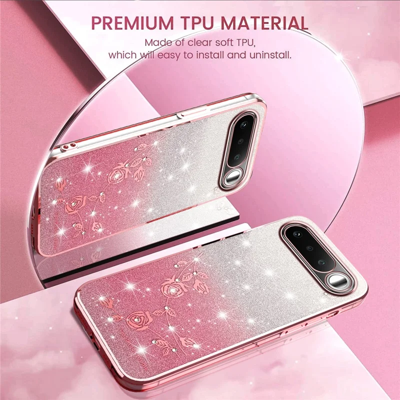 KADEM For Realme 16 5G Phone Case Flower TPU Flexible Gradient Phone Cover - Pink