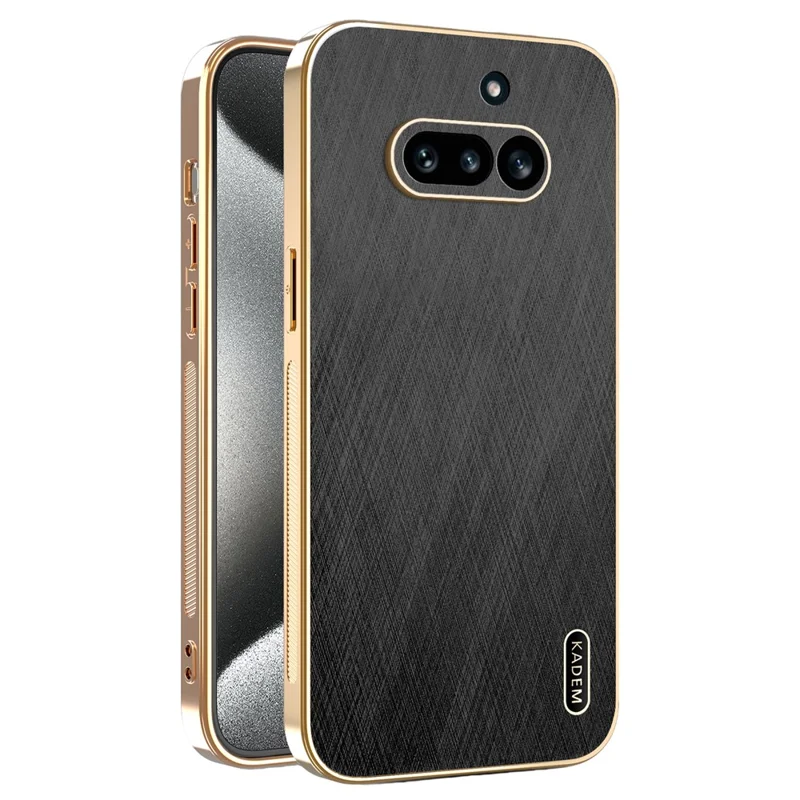 KADEM For Nothing Phone (4a) Phone Case Electroplating Silk Texture PU + TPU Phone Back Cover - Black