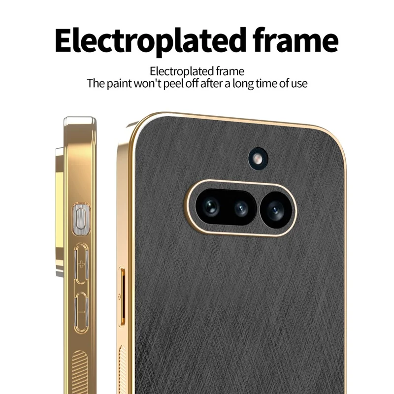 KADEM For Nothing Phone (4a) Phone Case Electroplating Silk Texture PU + TPU Phone Back Cover - Black