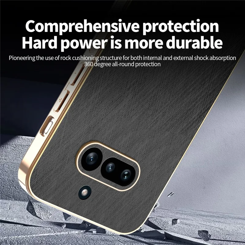 KADEM For Nothing Phone (4a) Phone Case Electroplating Silk Texture PU + TPU Phone Back Cover - Black