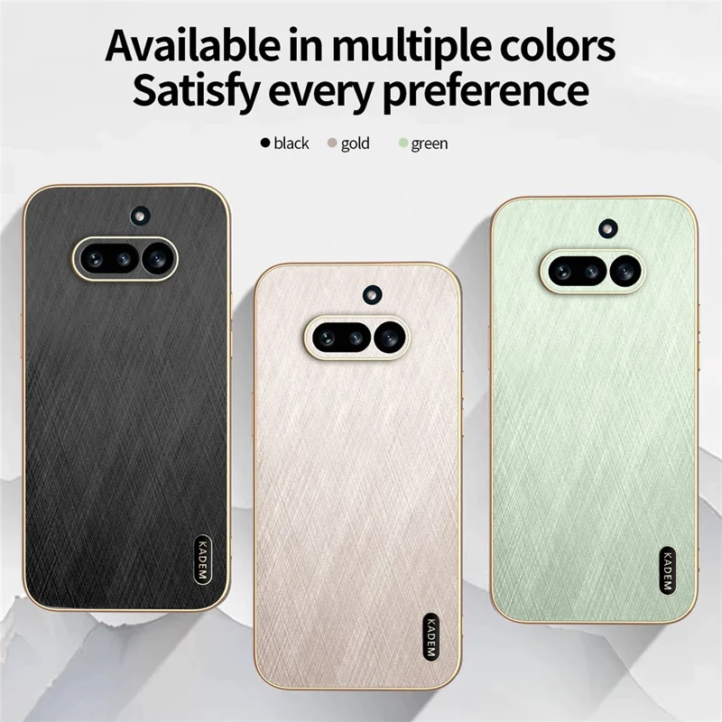 KADEM For Nothing Phone (4a) Phone Case Electroplating Silk Texture PU + TPU Phone Back Cover - Black