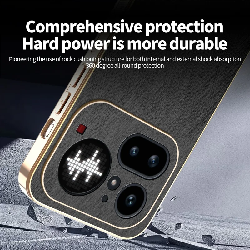 KADEM For Nothing Phone (4a) Pro Phone Case Electroplating Silk Texture PU + TPU Phone Back Cover - Black