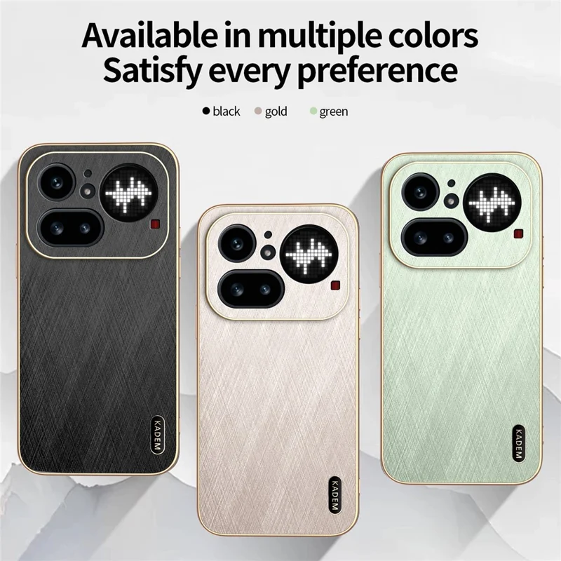 KADEM For Nothing Phone (4a) Pro Phone Case Electroplating Silk Texture PU + TPU Phone Back Cover - Black