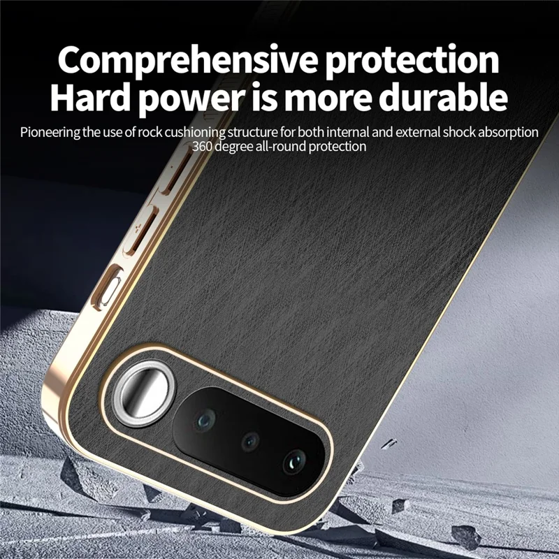 KADEM For Realme 16 5G Phone Case Electroplating Silk Texture PU + TPU Phone Back Cover - Black