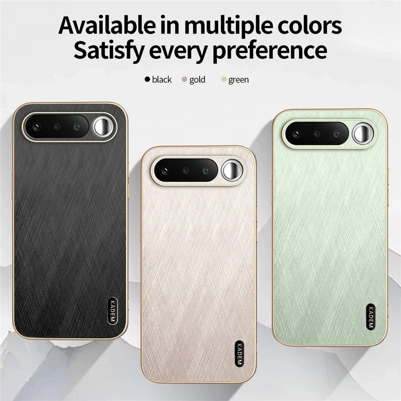 KADEM For Realme 16 5G Phone Case Electroplating Silk Texture PU + TPU Phone Back Cover - Black