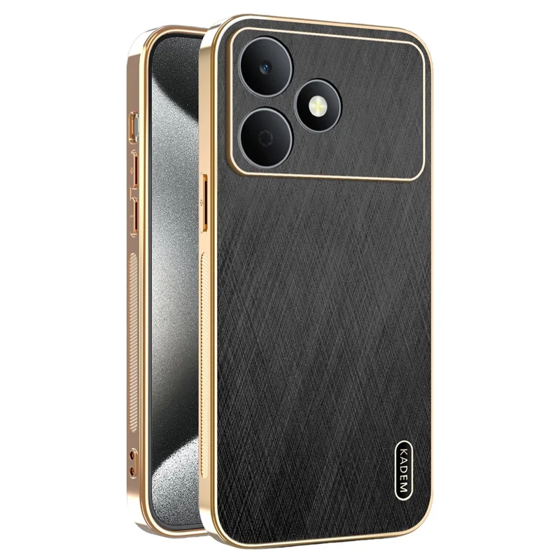 KADEM For Realme Note 80 4G Phone Case Electroplating Silk Texture PU + TPU Phone Back Cover - Black