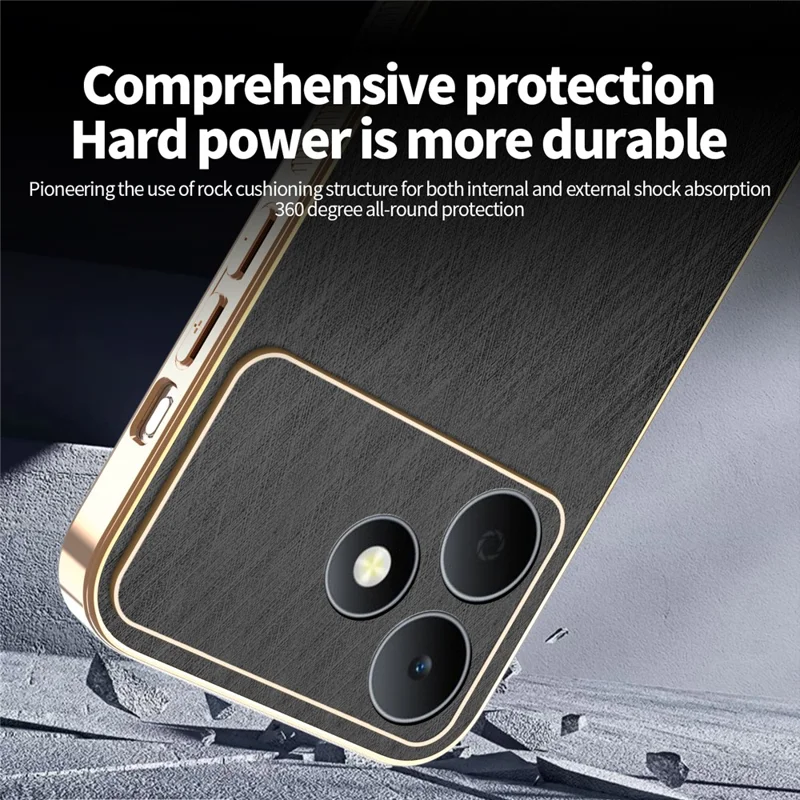 KADEM For Realme Note 80 4G Phone Case Electroplating Silk Texture PU + TPU Phone Back Cover - Black