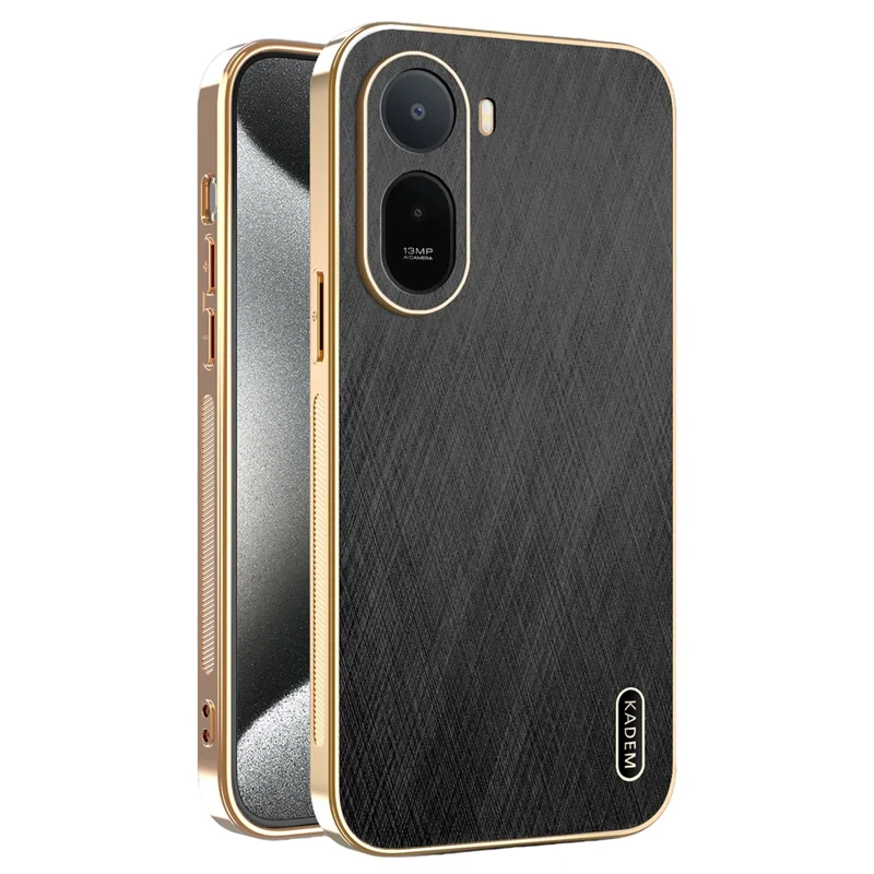 KADEM For Xiaomi Redmi A7 Pro 4G Phone Case Electroplating Silk Texture PU + TPU Phone Back Cover - Black