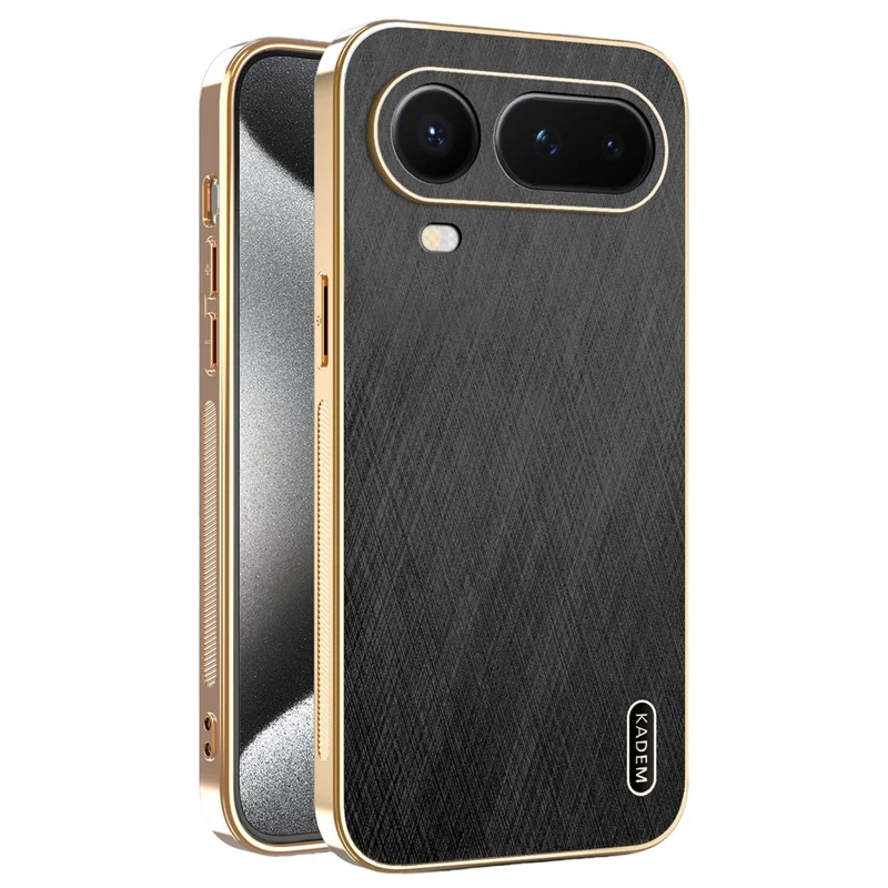 KADEM For Honor Magic8 Pro Air 5G Phone Case Electroplating Silk Texture PU + TPU Phone Back Cover - Black