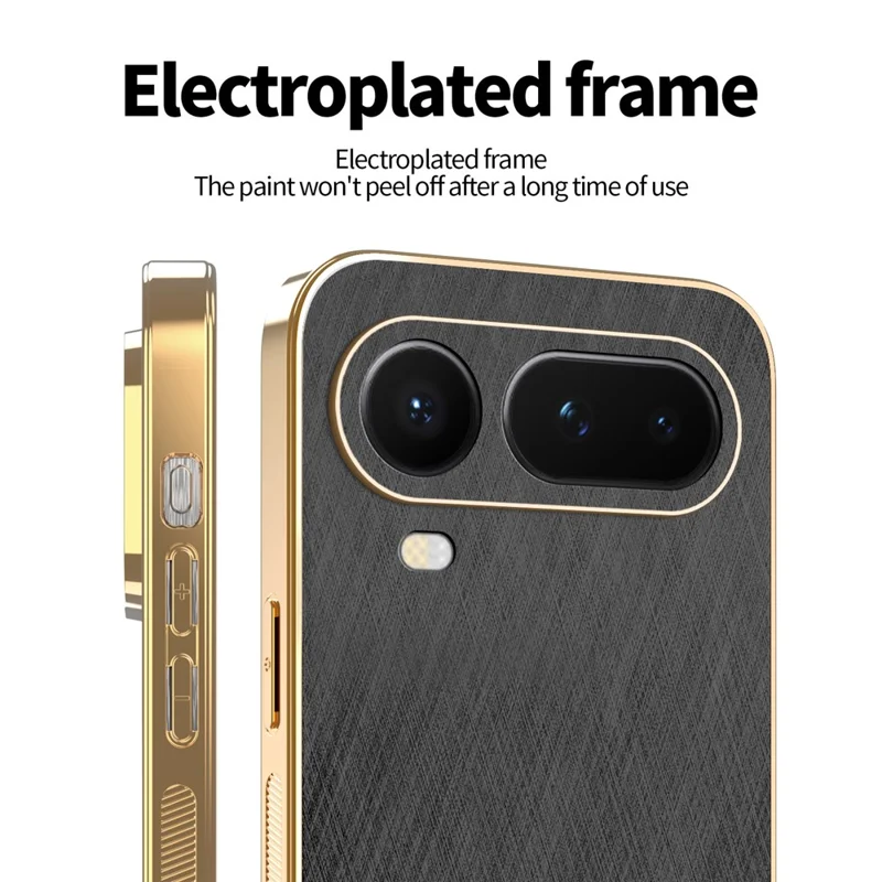 KADEM For Honor Magic8 Pro Air 5G Phone Case Electroplating Silk Texture PU + TPU Phone Back Cover - Black