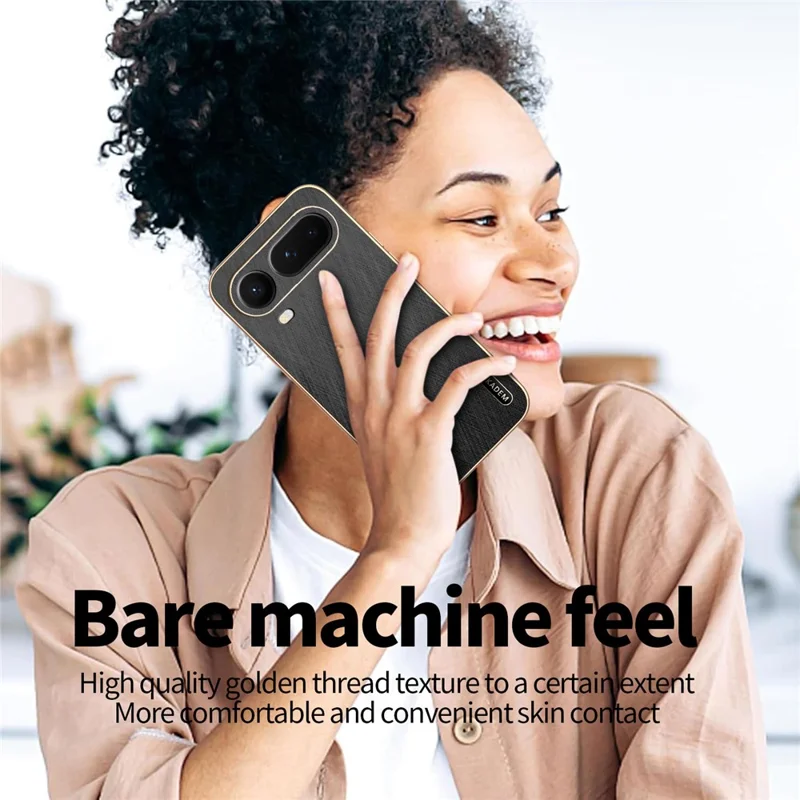 KADEM For Honor Magic8 Pro Air 5G Phone Case Electroplating Silk Texture PU + TPU Phone Back Cover - Black