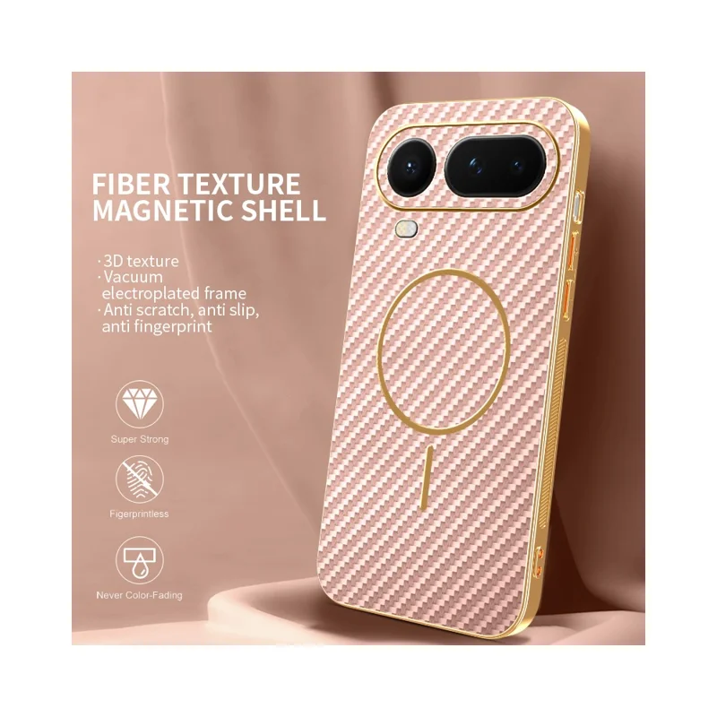 For Honor Magic8 Pro Air 5G Phone Case Carbon Fiber Textured Electroplated TPU Phone Back Cover - Pink