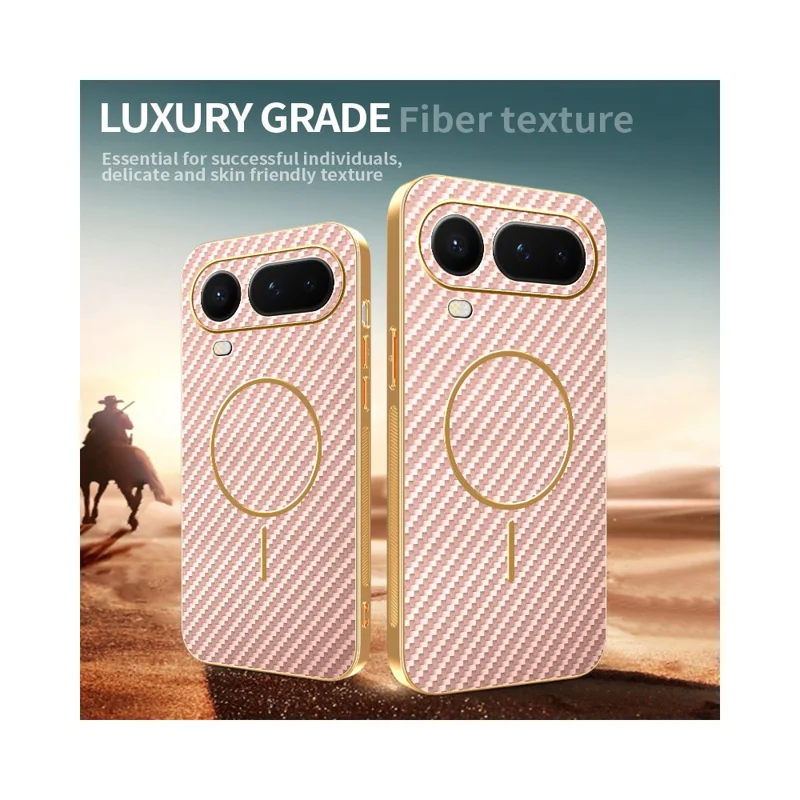 For Honor Magic8 Pro Air 5G Phone Case Carbon Fiber Textured Electroplated TPU Phone Back Cover - Pink