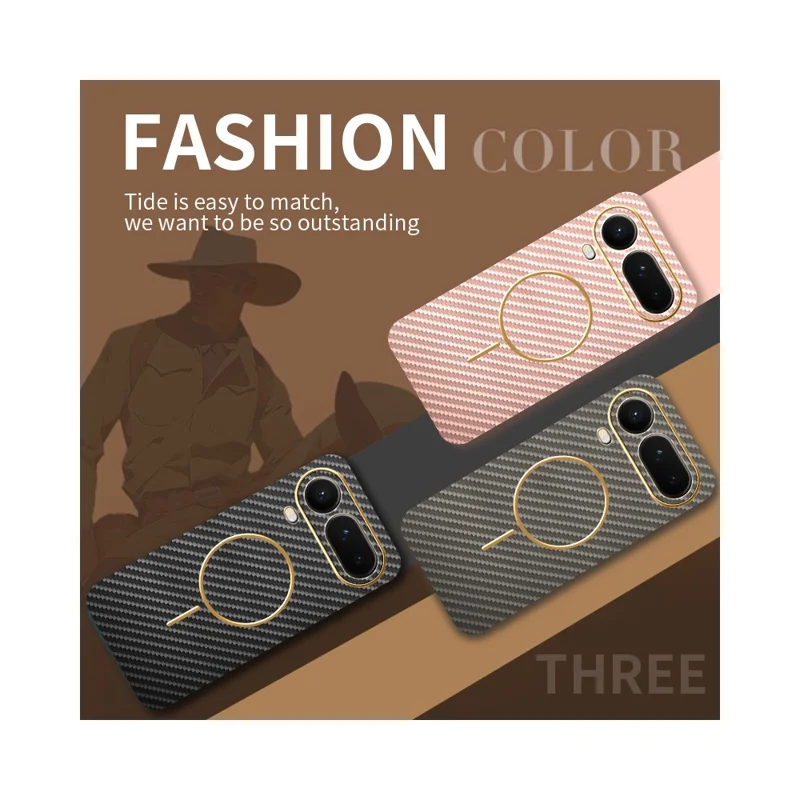 For Honor Magic8 Pro Air 5G Phone Case Carbon Fiber Textured Electroplated TPU Phone Back Cover - Pink