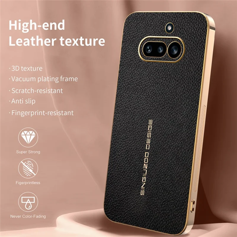 For Nothing Phone (4a) Case Anti Scratch Litchi Texture TPU Leather PU Phone Back Cover - Black