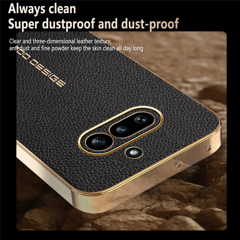 For Nothing Phone (4a) Case Anti Scratch Litchi Texture TPU Leather PU Phone Back Cover - Black