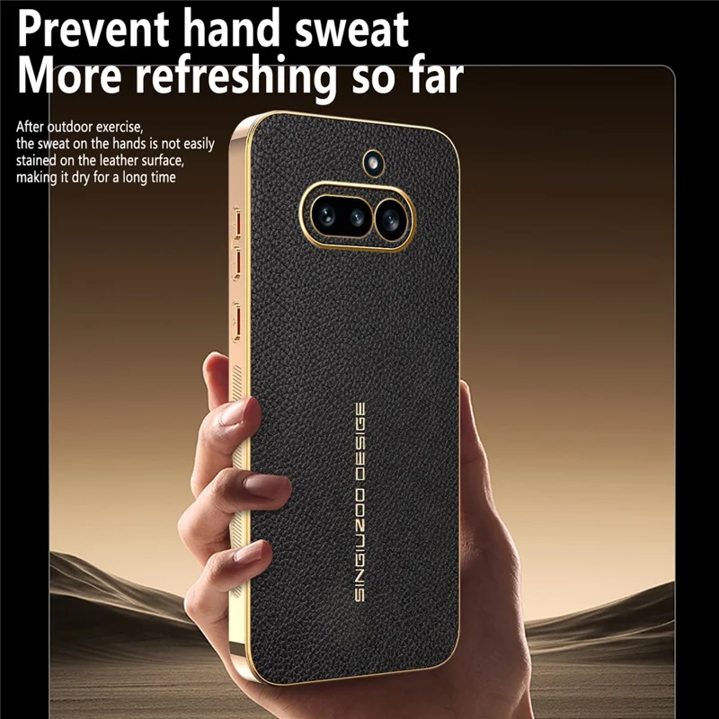 For Nothing Phone (4a) Case Anti Scratch Litchi Texture TPU Leather PU Phone Back Cover - Black