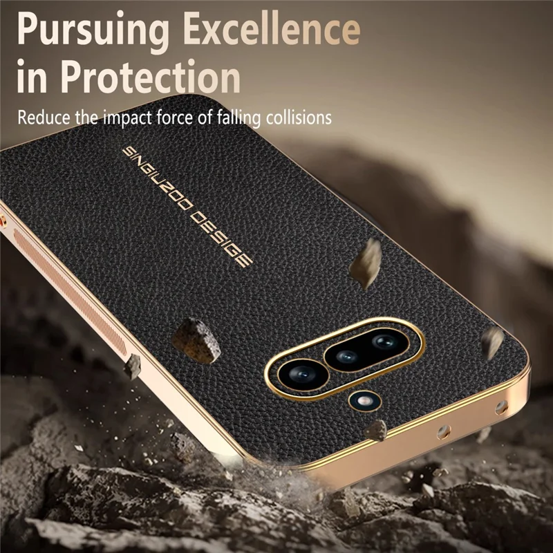 For Nothing Phone (4a) Case Anti Scratch Litchi Texture TPU Leather PU Phone Back Cover - Black