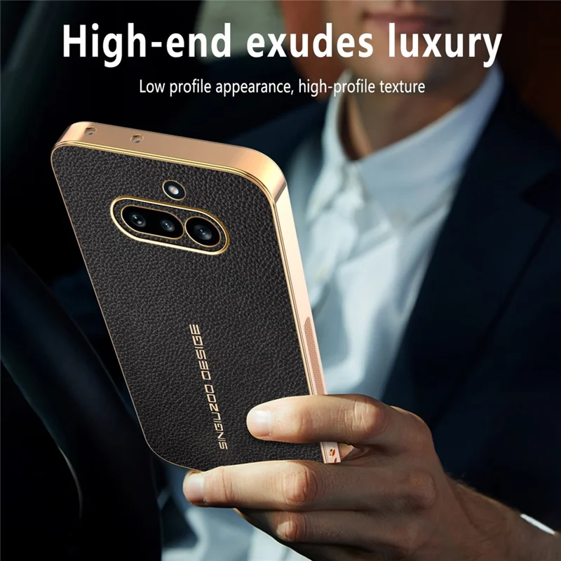 For Nothing Phone (4a) Case Anti Scratch Litchi Texture TPU Leather PU Phone Back Cover - Black