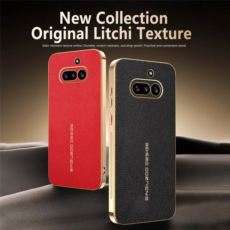 For Nothing Phone (4a) Case Anti Scratch Litchi Texture TPU Leather PU Phone Back Cover - Black