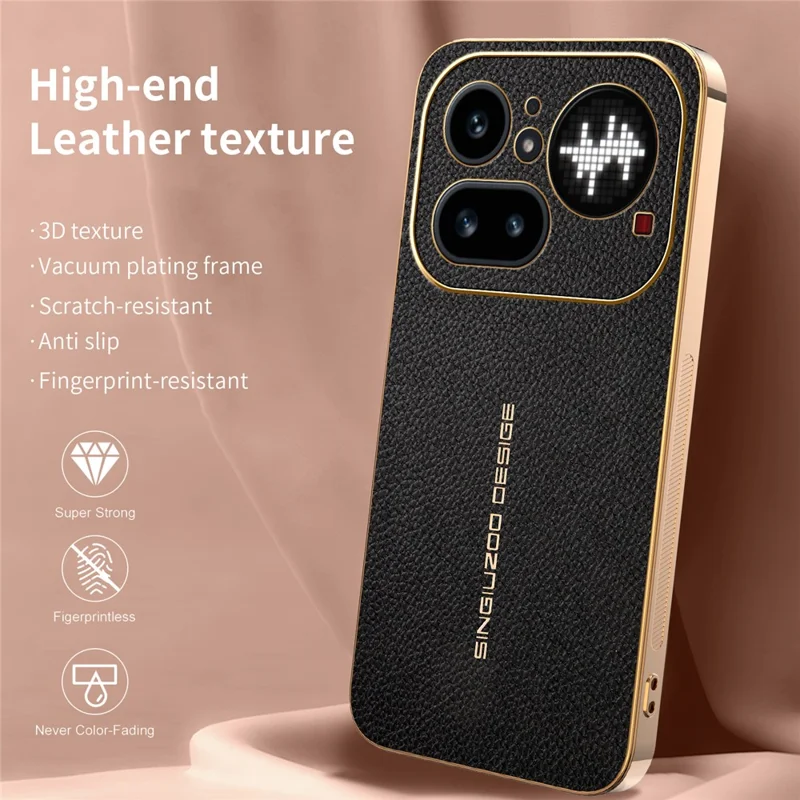 For Nothing Phone (4a) Pro Case Anti Scratch Litchi Texture TPU Leather PU Phone Back Cover - Black