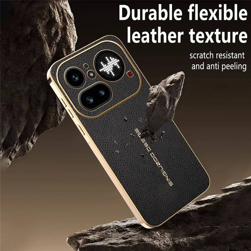 For Nothing Phone (4a) Pro Case Anti Scratch Litchi Texture TPU Leather PU Phone Back Cover - Black
