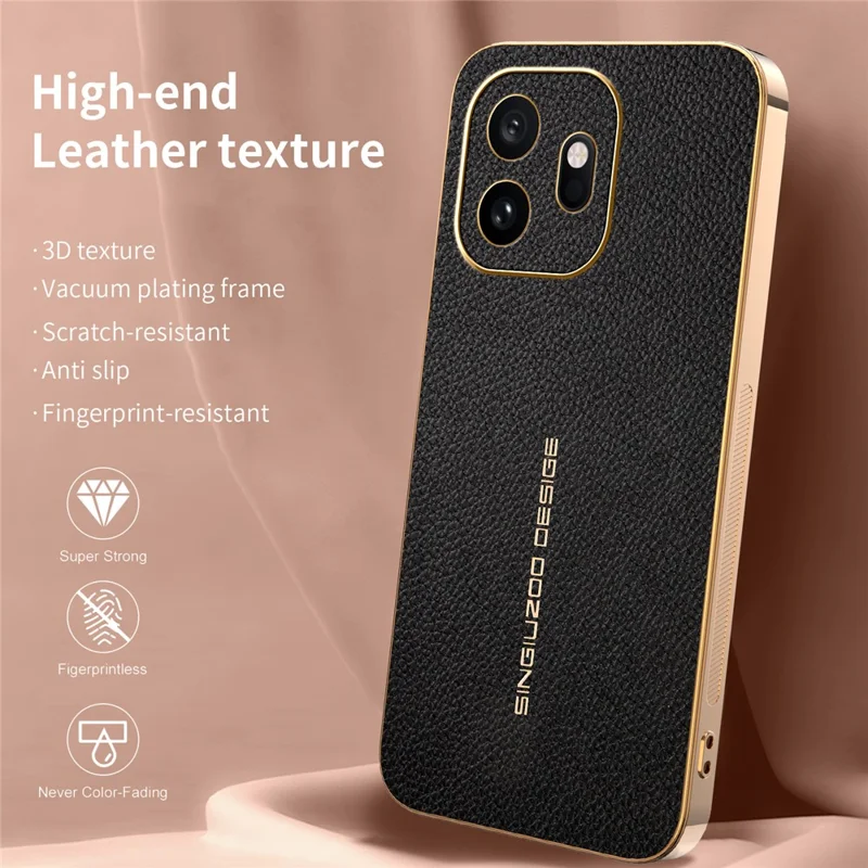 For OnePlus 15T 5G Case Anti Scratch Litchi Texture TPU Leather PU Phone Back Cover - Sort