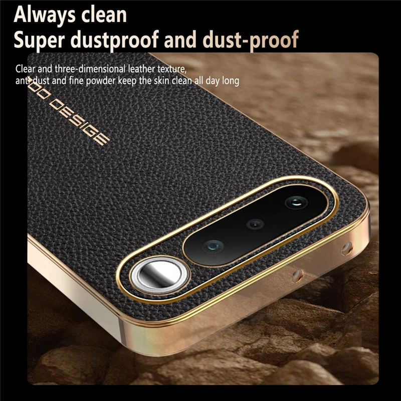 Capa para Realme 16 5G Antiarranhões Textura Litchi TPU Couro PU Capa Traseira para Telemóvel - Preto