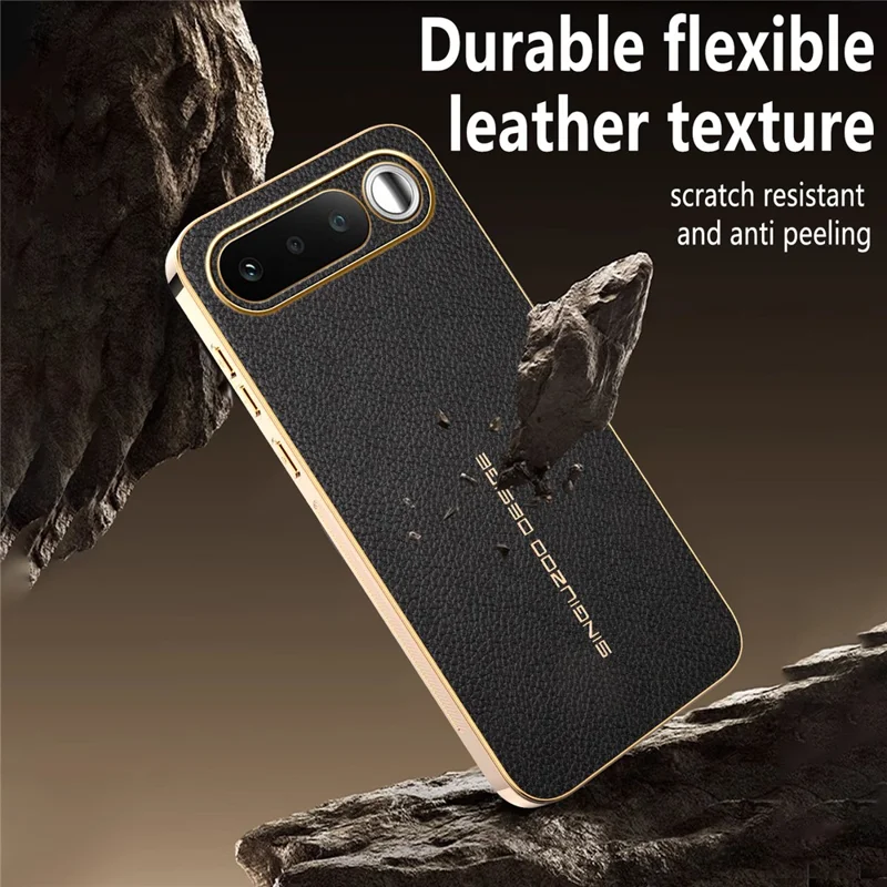 Capa para Realme 16 5G Antiarranhões Textura Litchi TPU Couro PU Capa Traseira para Telemóvel - Preto