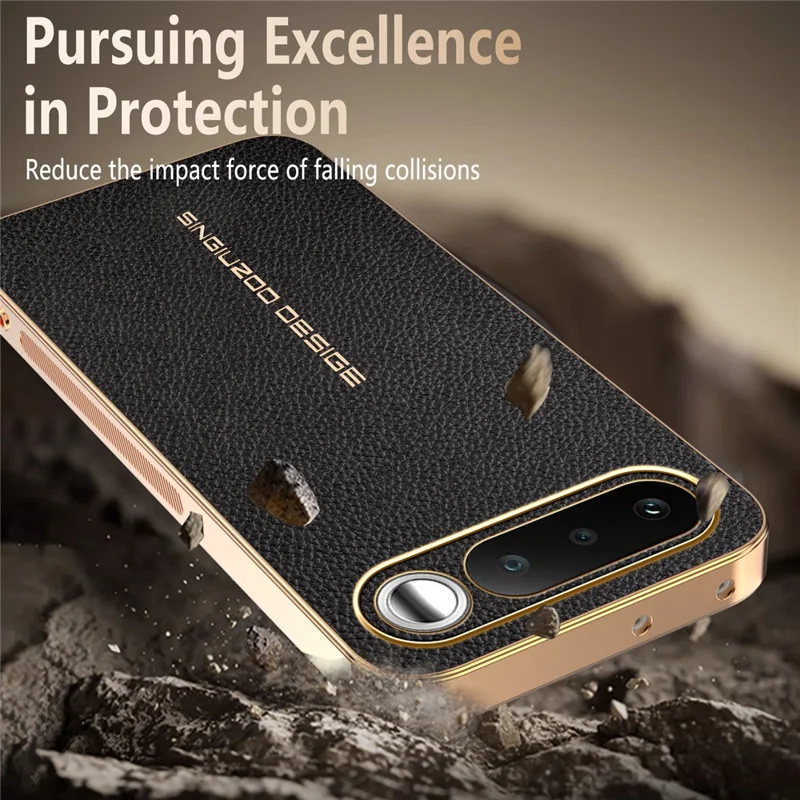 Capa para Realme 16 5G Antiarranhões Textura Litchi TPU Couro PU Capa Traseira para Telemóvel - Preto