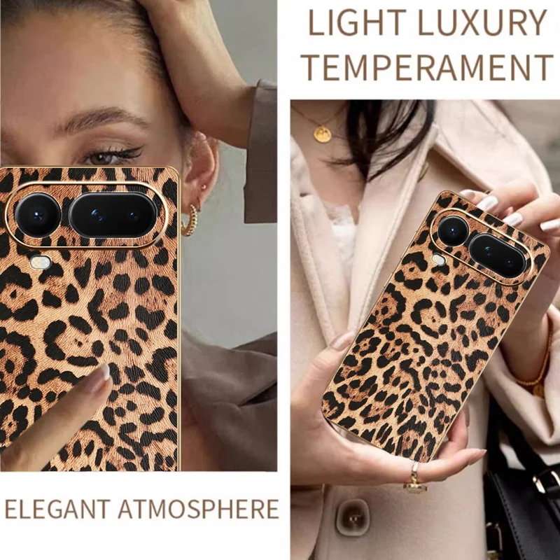 Für Honor Magic8 Pro Air 5G Handytasche aus PU-Leder mit PC- und TPU-Beschichtung, elektroplattierte Handyhülle – Leopardenmuster