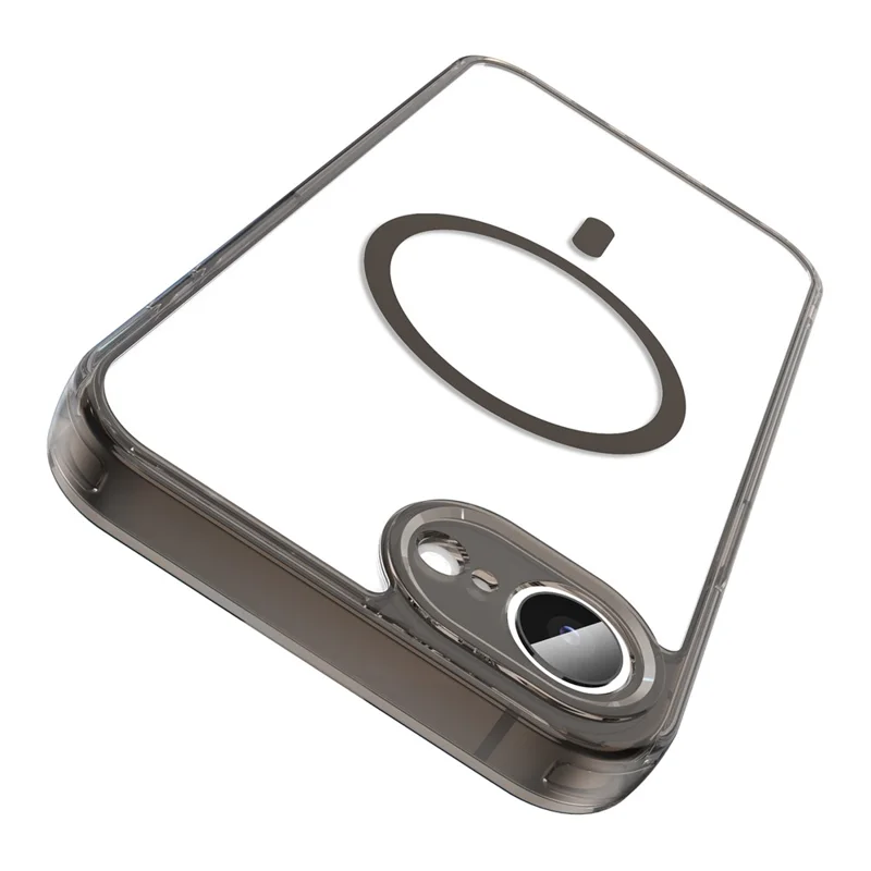Funda para iPhone 16e / 17e compatible con MagSafe, carcasa trasera transparente de PC + TPU resistente a golpes - Negro transparente