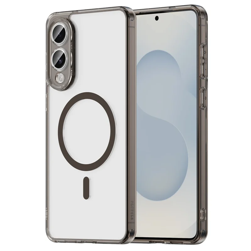 For Samsung Galaxy S25 Edge Case Compatible with MagSafe Clear PC + TPU Shockproof Phone Back Cover - Transparent Black