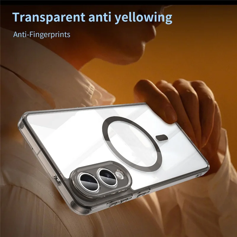 For Samsung Galaxy S25 Edge Case Compatible with MagSafe Clear PC + TPU Shockproof Phone Back Cover - Transparent Black